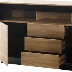 Großhandel 🔔 149x85x43 Wohnzimmer Kommode Zweifarbig - Fincaldon 🎉 -Reanna Shop 149x85x43 wohnzimmer kommode zweifarbig in wildeiche schwarz hochglanz fincaldon 04