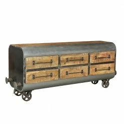 Schlussverkauf ❤️ 150x66x43 Design Kommode Im Zugwaggon Look - Bahiro 🎉