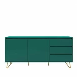 Besorgen 😀 150x70x40 Sideboard In Grün & Gold - Ricriava 🥰 -Reanna Shop 150x70x40 sideboard in gruen gold mit drei schubladen zwei tueren ricriava 02