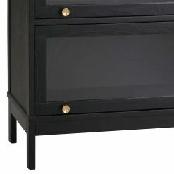 Schlussverkauf 😍 150x81x41 Sideboard Vitrine Mit Vier Klappen - Alida 😍 -Reanna Shop 150x81x41 sideboard vitrine mit vier klappen in schwarz mit metallgriffen alida 04