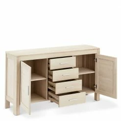 Schlussverkauf 🌟 150x82x42 Kombi-Kommode In Weiß Geölt - Inviama 😉 -Reanna Shop 150x82x42 kombi kommode in weiss geoelt aus eiche teilmassiv inviama 02