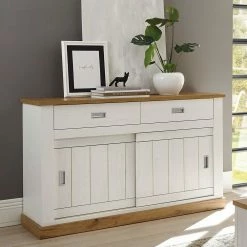 Besorgen 🔔 150x95x50 Landhaus Kommode Mit Schiebetüren - Helkaska 🌟 -Reanna Shop 150x95x50 landhaus kommode mit schiebetueren und zwei schubladen helkaska 03