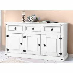 Budget 😉 151x84x47 Sideboard Im Landhaus Mexiko Stil - Iasella 😀 -Reanna Shop 151x84x47 sideboard im landhaus mexiko stil aus kiefer in weiss iasella 01