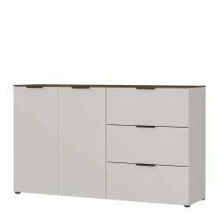 Großhandel 👏 151x98x40 Kombi Kommode In Hellgrau & Nussbaum - Anlogian 💯