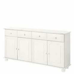 Am billigsten 🔔 156x77x34 Kiefer Sideboard In Weiß Lasiert - Oncerta 😉