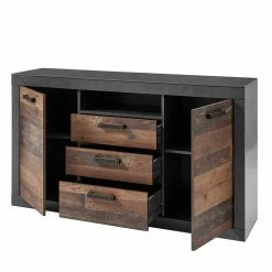 Aktion 🔔 153x87x43 Kombi Sideboard Mit Sockel - Timuras ⭐ -Reanna Shop 153x87x43 kombi sideboard mit sockel in grau vintage holz dekor timuras 03