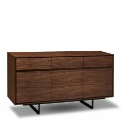 Budget 🤩 155x85x45 Retro-Sideboard Mit Bügelgestell - Frenanda ❤️ -Reanna Shop 155x85x45 retro sideboard mit buegelgestell stahl in walnuss schwarz frenanda 01