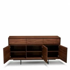 Budget 🤩 155x85x45 Retro-Sideboard Mit Bügelgestell - Frenanda ❤️ -Reanna Shop 155x85x45 retro sideboard mit buegelgestell stahl in walnuss schwarz frenanda 04