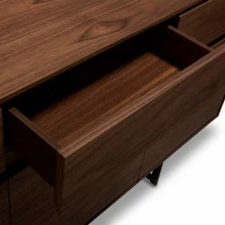 Budget 🤩 155x85x45 Retro-Sideboard Mit Bügelgestell - Frenanda ❤️ -Reanna Shop 155x85x45 retro sideboard mit buegelgestell stahl in walnuss schwarz frenanda 05