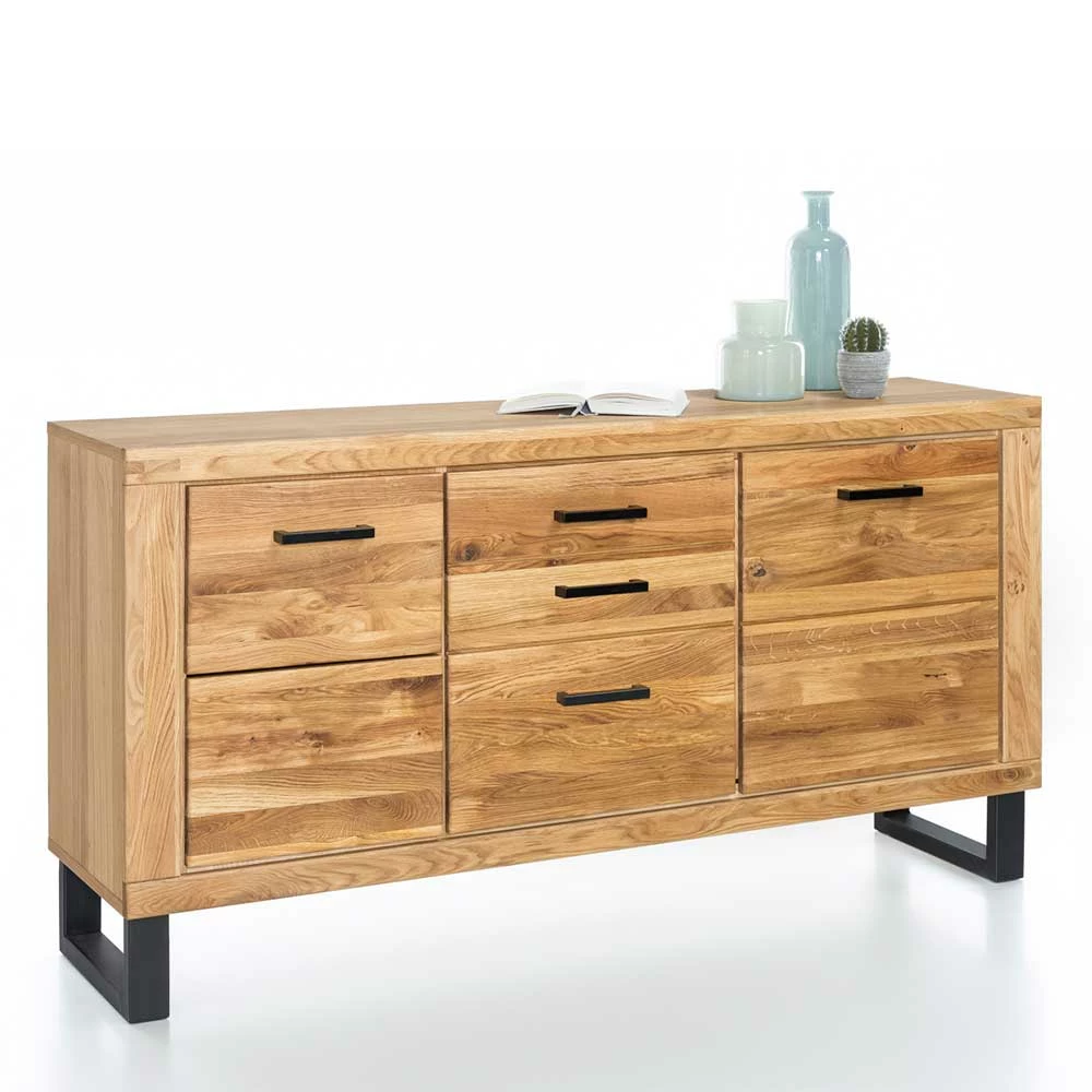 Bestpreis ❤️ 158cm Design Sideboard In Eiche Teilmassiv - Arello 🎉 2 Bestpreis ❤️ 158cm Design Sideboard In Eiche Teilmassiv - Arello 🎉 – Bild 2
