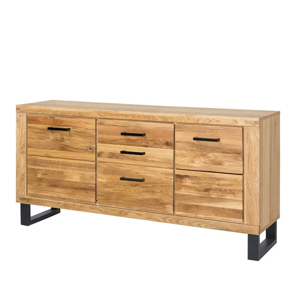 Bestpreis ❤️ 158cm Design Sideboard In Eiche Teilmassiv - Arello 🎉 1 Bestpreis ❤️ 158cm Design Sideboard In Eiche Teilmassiv - Arello 🎉
