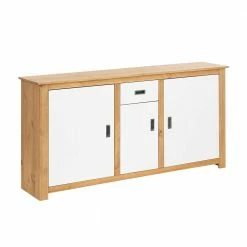 Coupon 💯 158x80x35 Holz Sideboard In Weiß & Natur - Endriesca 🌟