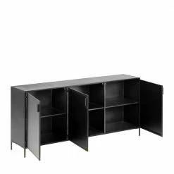 Am billigsten 😍 160x72x35 Metall Sideboard Mit Drei Türen - Magde 🌟 -Reanna Shop 160x72x35 metall sideboard mit drei tueren in schwarz pulverbeschichtet magde 03