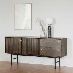 Am billigsten ⌛ 160x75x42 Retro Design Sideboard In Eiche Dunkel - Cuzliav 🌟 -Reanna Shop 160x75x42 retro design sideboard in eiche dunkel und schwarz cuzliav 02