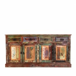 Großhandel 🔥 160x80x40 Shabby Chic Sideboard Auf Sockel - Jamaica 👍 -Reanna Shop 160x80x40 shabby chic sideboard auf sockel aus recyclingholz braun bunt jamaica 02