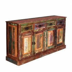 Großhandel 🔥 160x80x40 Shabby Chic Sideboard Auf Sockel - Jamaica 👍 -Reanna Shop 160x80x40 shabby chic sideboard auf sockel aus recyclingholz braun bunt jamaica 03