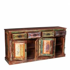 Großhandel 🔥 160x80x40 Shabby Chic Sideboard Auf Sockel - Jamaica 👍 -Reanna Shop 160x80x40 shabby chic sideboard auf sockel aus recyclingholz braun bunt jamaica 04