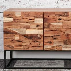 Bester Verkauf 🤩 160x81x45 Loft Design-Sideboard Aus Akazie - Santorin 🎉 -Reanna Shop 160x81x45 loft design sideboard aus akazie buegelgestell schwarz santorin 02