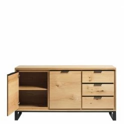 Blitzangebot ❤️ 160x83x45 Sideboard Mit Bügelgestell Aus Metall - Essvira 🛒 -Reanna Shop 160x83x45 sideboard mit buegelgestell aus metall in schwarz wildeiche furnier essvira 04