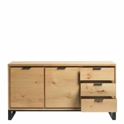 Blitzangebot ❤️ 160x83x45 Sideboard Mit Bügelgestell Aus Metall - Essvira 🛒 -Reanna Shop 160x83x45 sideboard mit buegelgestell aus metall in schwarz wildeiche furnier essvira 05