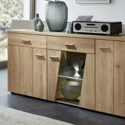 Rabatt 👍 160x84x43 Wildeiche Sideboard Mit Glas Einsatz - Latesma 🛒 -Reanna Shop 160x84x43 wildeiche sideboard mit glas einsatz und led beleuchtung latesma 02