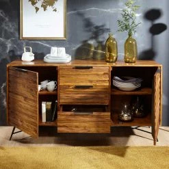 Auslauf 💯 160x88x40 Sideboard Aus Massivem Holz - Dicna 😍 -Reanna Shop 160x88x40 sideboard aus massivem holz sheesham eisen dicna 02