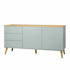 Neu ✨ 162cm Breite Kombikommode Im Retro Look Akdova In Grün & Eiche Furnier ✨