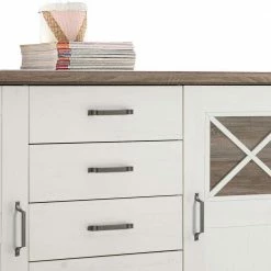 Neu 🌟 163x90x50 Landhaus Sideboard In Weiß & Pinie Dunkel - Chesnur 🔔 8 Neu 🌟 163x90x50 Landhaus Sideboard In Weiß & Pinie Dunkel - Chesnur 🔔 -Reanna Shop 163x90x50 landhaus sideboard in weiss pinie dunkel dekor mit sockelgestell chesnur 03