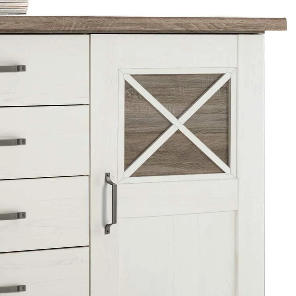 Neu 🌟 163x90x50 Landhaus Sideboard In Weiß & Pinie Dunkel - Chesnur 🔔 5 Neu 🌟 163x90x50 Landhaus Sideboard In Weiß & Pinie Dunkel - Chesnur 🔔 – Bild 5