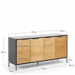 Angebote 💯 165cm Sideboard Aus Metall & Eiche Furnier - Dicunda 👏 -Reanna Shop 165cm sideboard aus metall eiche furnier mit 4 tueren dicunda 02