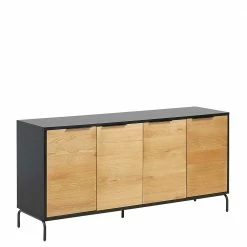 Angebote 💯 165cm Sideboard Aus Metall & Eiche Furnier - Dicunda 👏