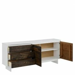 Schlussverkauf 🥰 165x68x35 Sideboard In Weiß & Kiefer Dunkel - Chihu 😉 -Reanna Shop 165x68x35 sideboard in weiss kiefer dunkel skandi design chihu 03