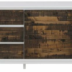 Schlussverkauf 🥰 165x68x35 Sideboard In Weiß & Kiefer Dunkel - Chihu 😉 -Reanna Shop 165x68x35 sideboard in weiss kiefer dunkel skandi design chihu 05