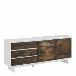 Schlussverkauf 🥰 165x68x35 Sideboard In Weiß & Kiefer Dunkel - Chihu 😉