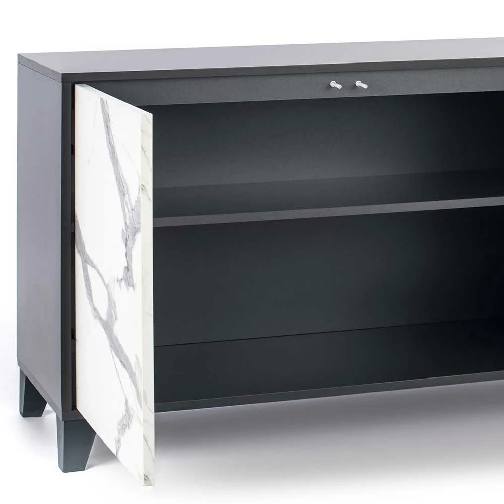 Billig ❤️ 165x76x47 Türen Sideboard In Marmor Optik - Maisu 🔔 4 Billig ❤️ 165x76x47 Türen Sideboard In Marmor Optik - Maisu 🔔 – Bild 4