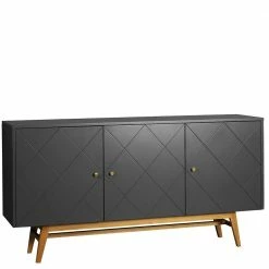 Bester Verkauf 😍 169x87x42 Türen Sideboard In Grau & Eiche - Vinosca 🧨