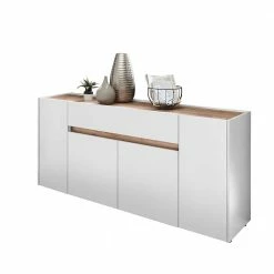 Bestes Angebot 🌟 170x85x40 Sideboard In Weiß & Wildeiche - Nistefan 🔔