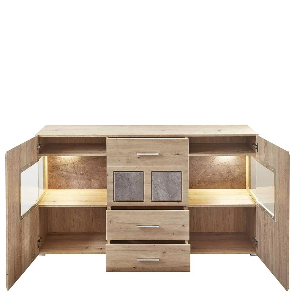 Budget 🧨 170x94x42 Sideboard Mit Glaseinsätzen & LED - Luruzada ❤️ 3 Budget 🧨 170x94x42 Sideboard Mit Glaseinsätzen & LED - Luruzada ❤️ – Bild 3