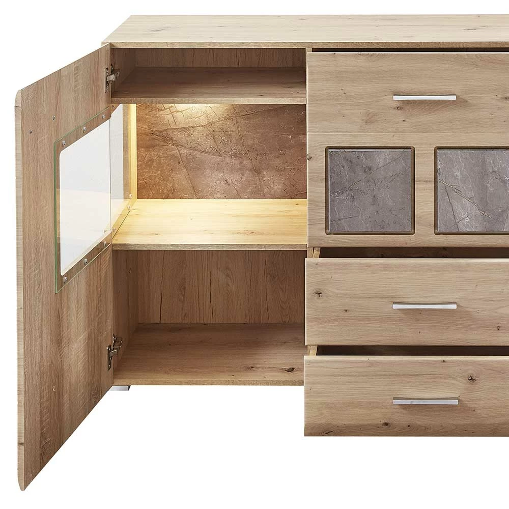 Budget 🧨 170x94x42 Sideboard Mit Glaseinsätzen & LED - Luruzada ❤️ 5 Budget 🧨 170x94x42 Sideboard Mit Glaseinsätzen & LED - Luruzada ❤️ – Bild 5
