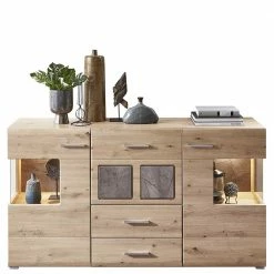 Budget 🧨 170x94x42 Sideboard Mit Glaseinsätzen & LED - Luruzada ❤️