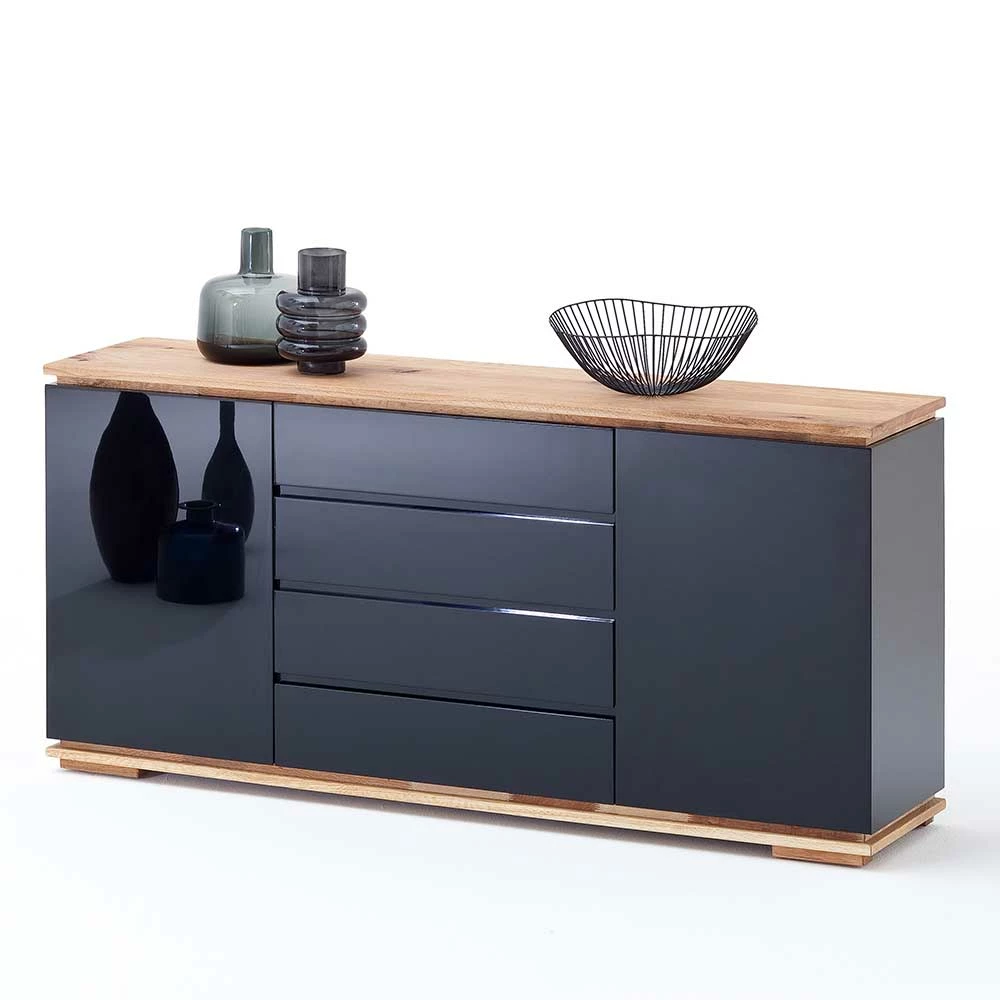 Coupon ✨ 172x81x40 Hochglanz Kommode In Schwarz - Ercurs I 🛒 2 Coupon ✨ 172x81x40 Hochglanz Kommode In Schwarz - Ercurs I 🛒 – Bild 2