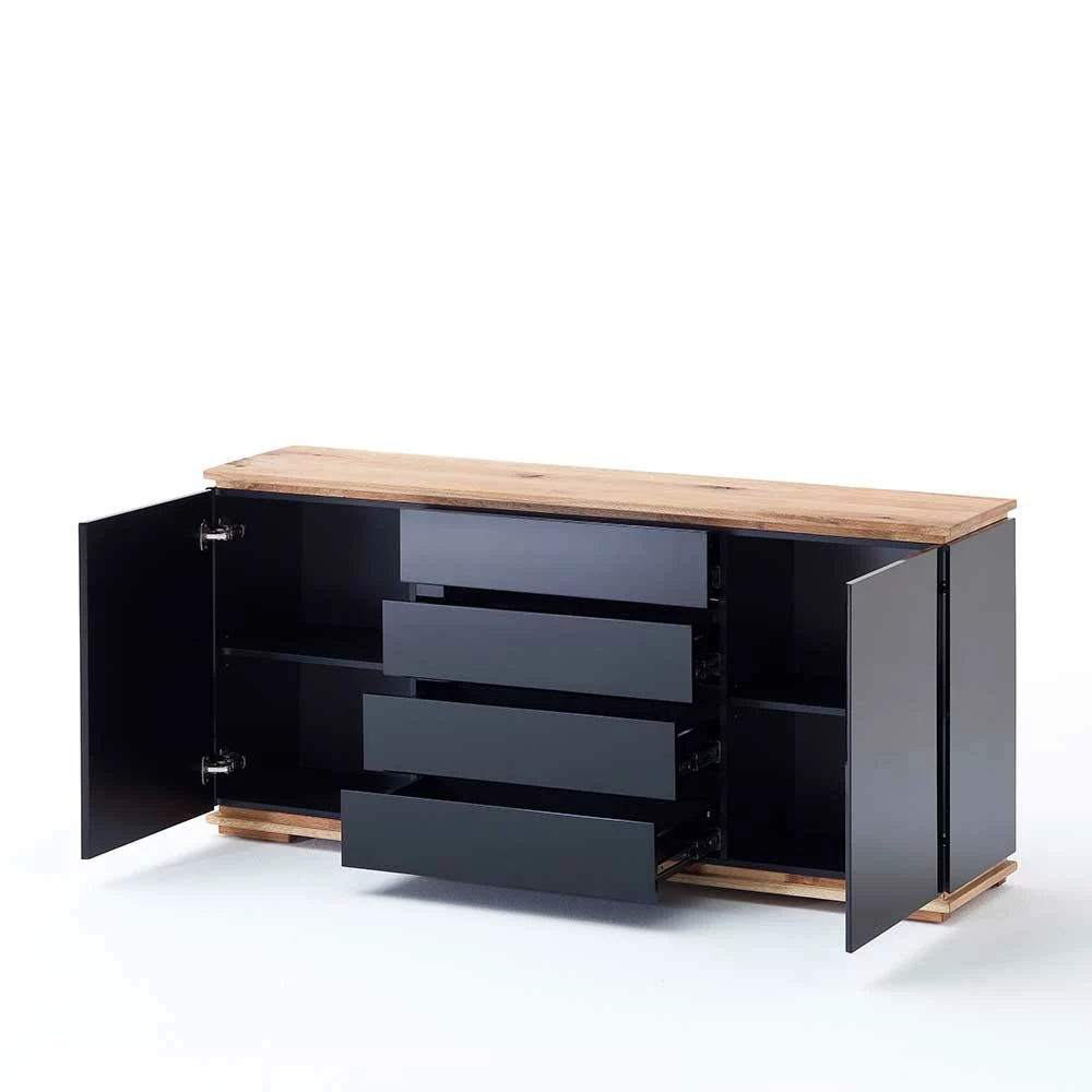 Coupon ✨ 172x81x40 Hochglanz Kommode In Schwarz - Ercurs I 🛒 3 Coupon ✨ 172x81x40 Hochglanz Kommode In Schwarz - Ercurs I 🛒 – Bild 3