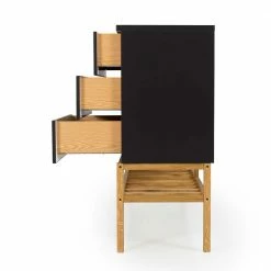 Großhandel 🔔 176x100x43 Cm Japandi Sideboard In Schwarz - Hisa ✔️ -Reanna Shop 176x100x43 cm japandi sideboard in schwarz und eichefarben hisa 05