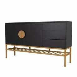 Großhandel 🔔 176x100x43 Cm Japandi Sideboard In Schwarz - Hisa ✔️