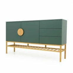 Rabatt 🎉 176x100x43 Sideboard In Dunkelgrün & Eiche - Icoleran 🔔 -Reanna Shop 176x100x43 sideboard in dunkelgruen eiche mit viel stauraum icoleran 02