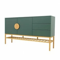 Rabatt 🎉 176x100x43 Sideboard In Dunkelgrün & Eiche - Icoleran 🔔