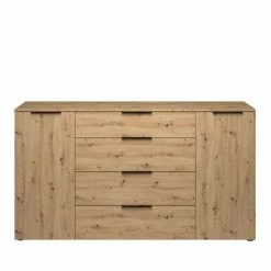 Neu 😀 180 Cm Breites Sideboard Mit 100 Cm Höhe - Vunsci ⌛ -Reanna Shop 180 cm breites sideboard mit 100 cm hoehe in holzoptik asteiche vunsci 02