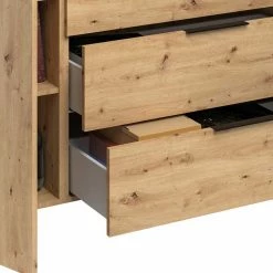 Neu 😀 180 Cm Breites Sideboard Mit 100 Cm Höhe - Vunsci ⌛ -Reanna Shop 180 cm breites sideboard mit 100 cm hoehe in holzoptik asteiche vunsci 05