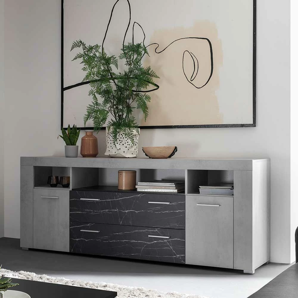 Bestpreis ⌛ 180x70x40 Betonoptik Sideboard Mit Metallgriffen - Evelba 🧨 2 Bestpreis ⌛ 180x70x40 Betonoptik Sideboard Mit Metallgriffen - Evelba 🧨 – Bild 2