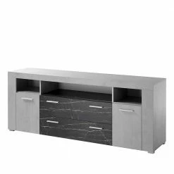 Bestpreis ⌛ 180x70x40 Betonoptik Sideboard Mit Metallgriffen - Evelba 🧨